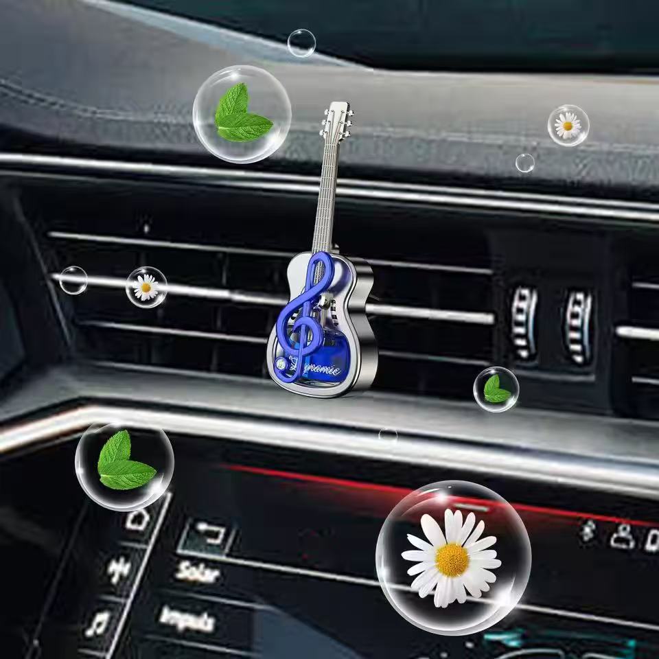 Guitar-Shaped Car Vent Diffuser, Natural Wood Clip