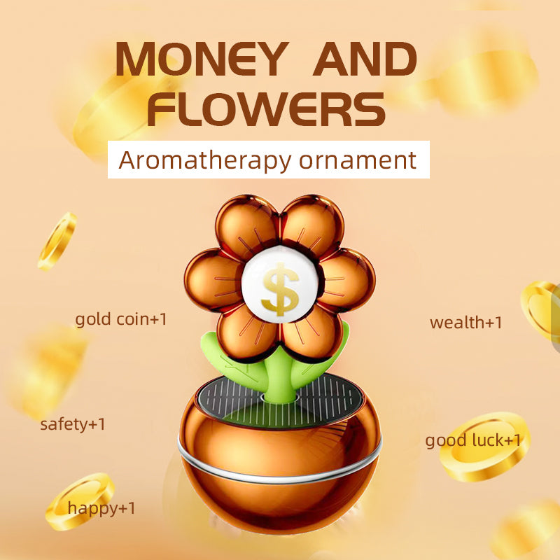 Solar Car Aromatherapy Diffuser Ornament, Money Flower