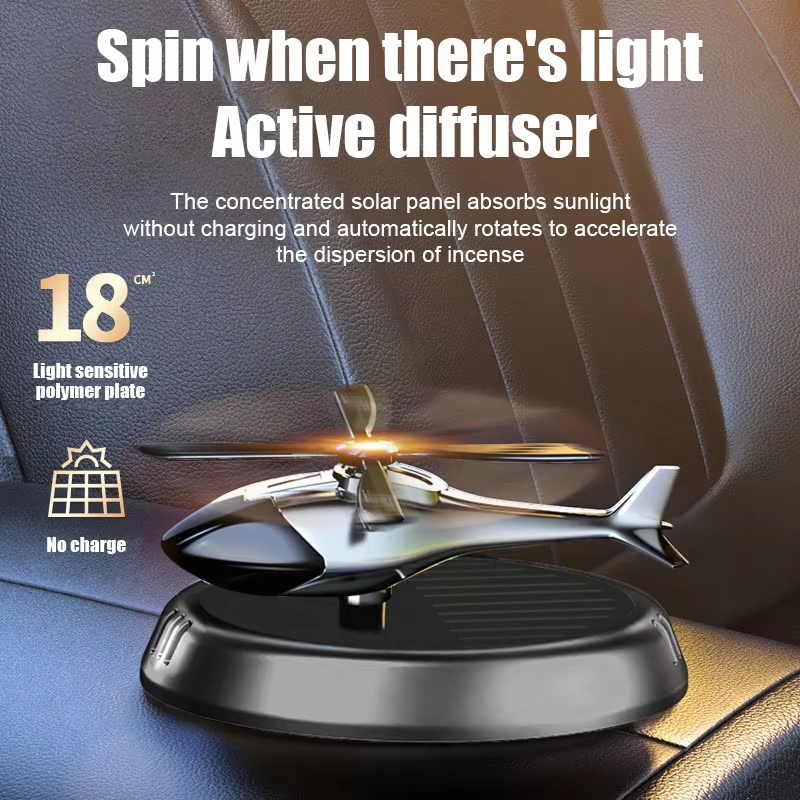 Car Air Freshener Ornament, Solar Rotating Aircraft