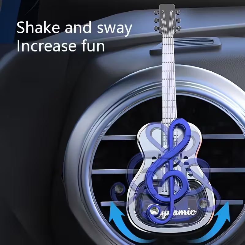 Guitar-Shaped Car Vent Diffuser, Natural Wood Clip