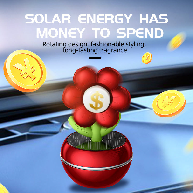 Solar Car Aromatherapy Diffuser Ornament, Money Flower
